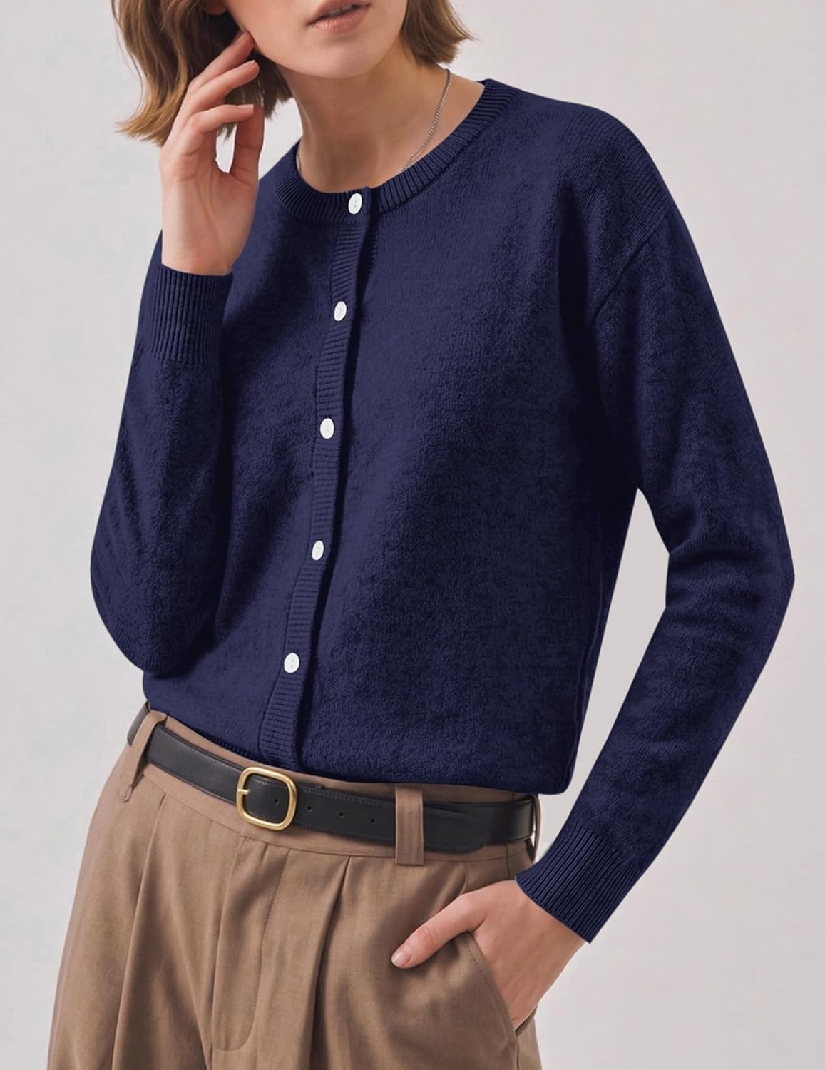 image:imageZeagoo Wool Blend Cardigan Sweaters for Women 2026 Casual Fall OutfitsNavy Blue