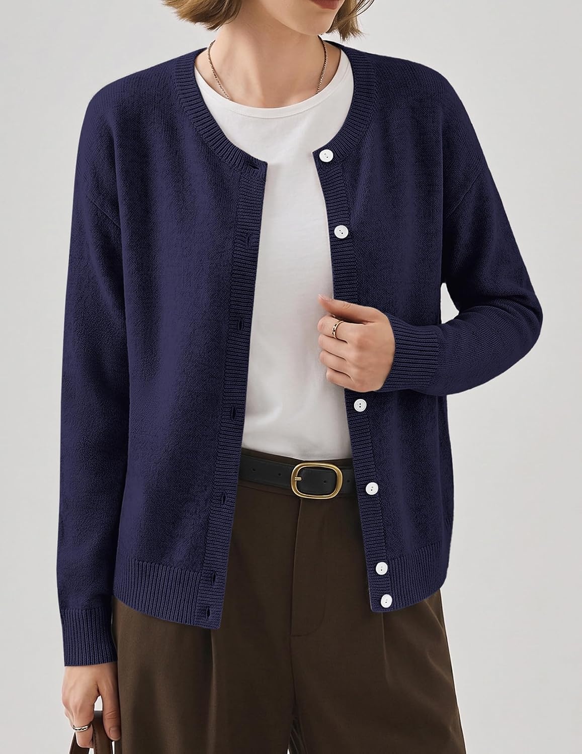 image:imageZeagoo Wool Blend Cardigan Sweaters for Women 2026 Casual Fall OutfitsNavy Blue