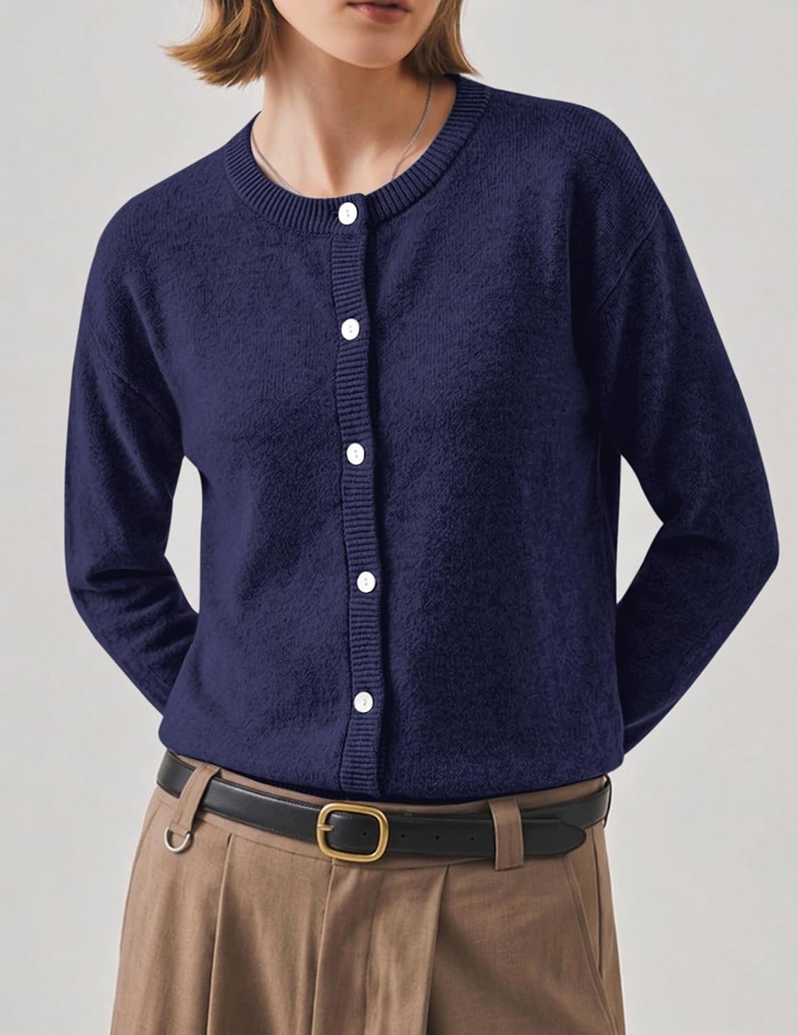 image:imageZeagoo Wool Blend Cardigan Sweaters for Women 2026 Casual Fall OutfitsNavy Blue