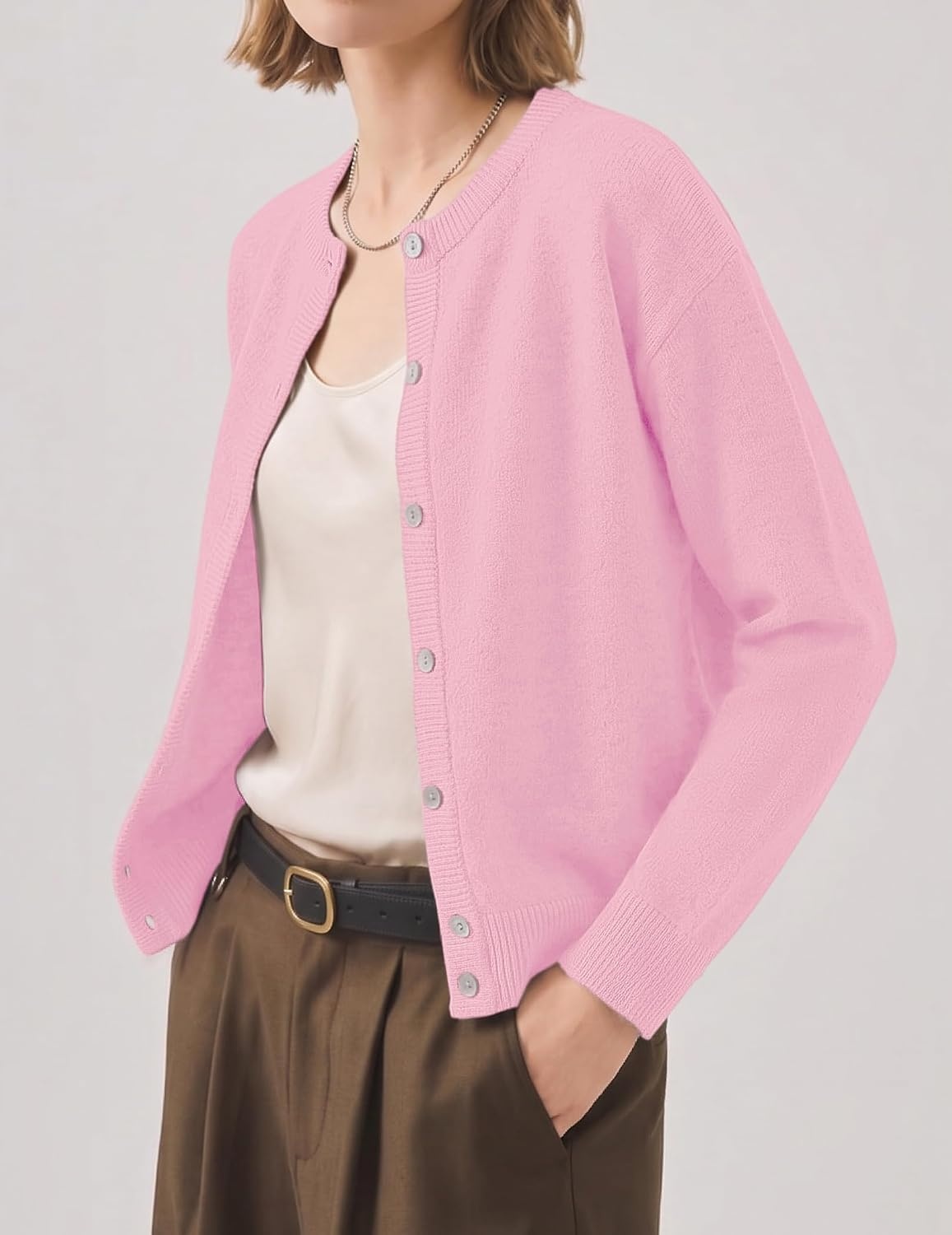image:imageZeagoo Wool Blend Cardigan Sweaters for Women 2026 Casual Fall OutfitsPink