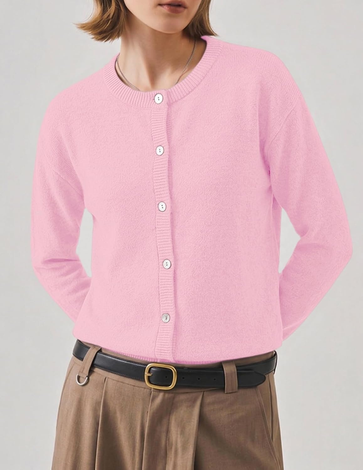 image:imageZeagoo Wool Blend Cardigan Sweaters for Women 2026 Casual Fall OutfitsPink