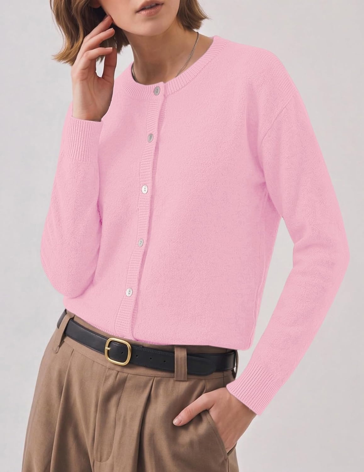image:imageZeagoo Wool Blend Cardigan Sweaters for Women 2026 Casual Fall OutfitsPink