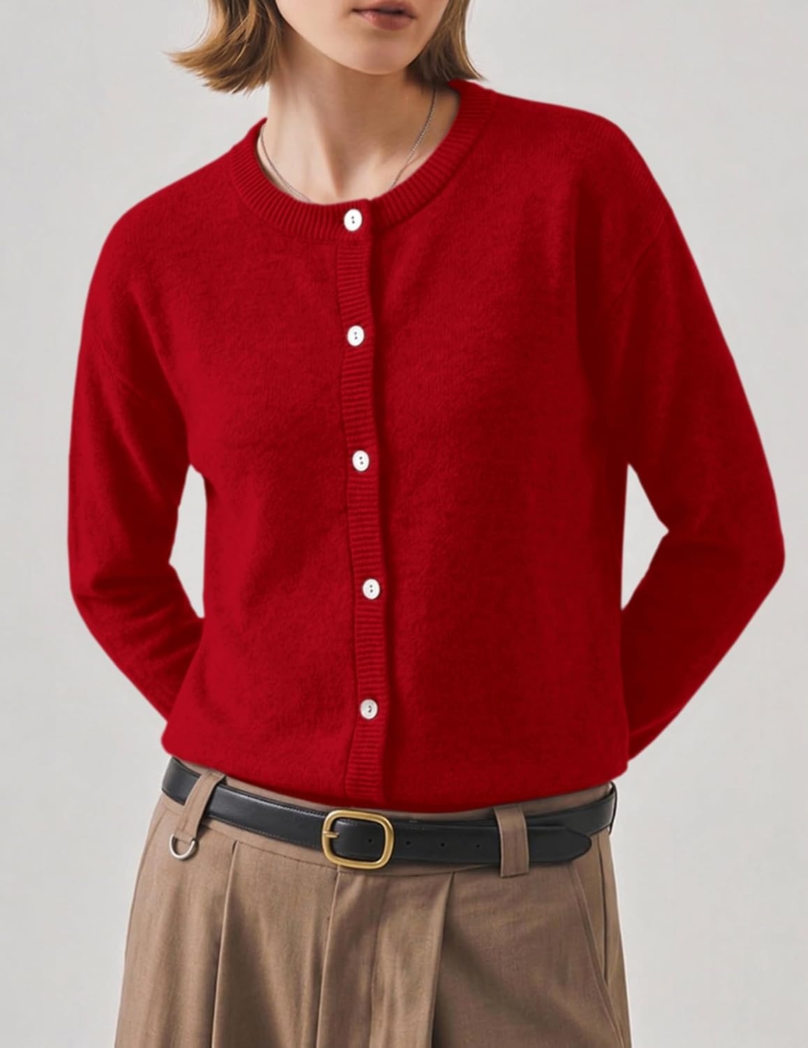 image:imageZeagoo Wool Blend Cardigan Sweaters for Women 2026 Casual Fall OutfitsRed