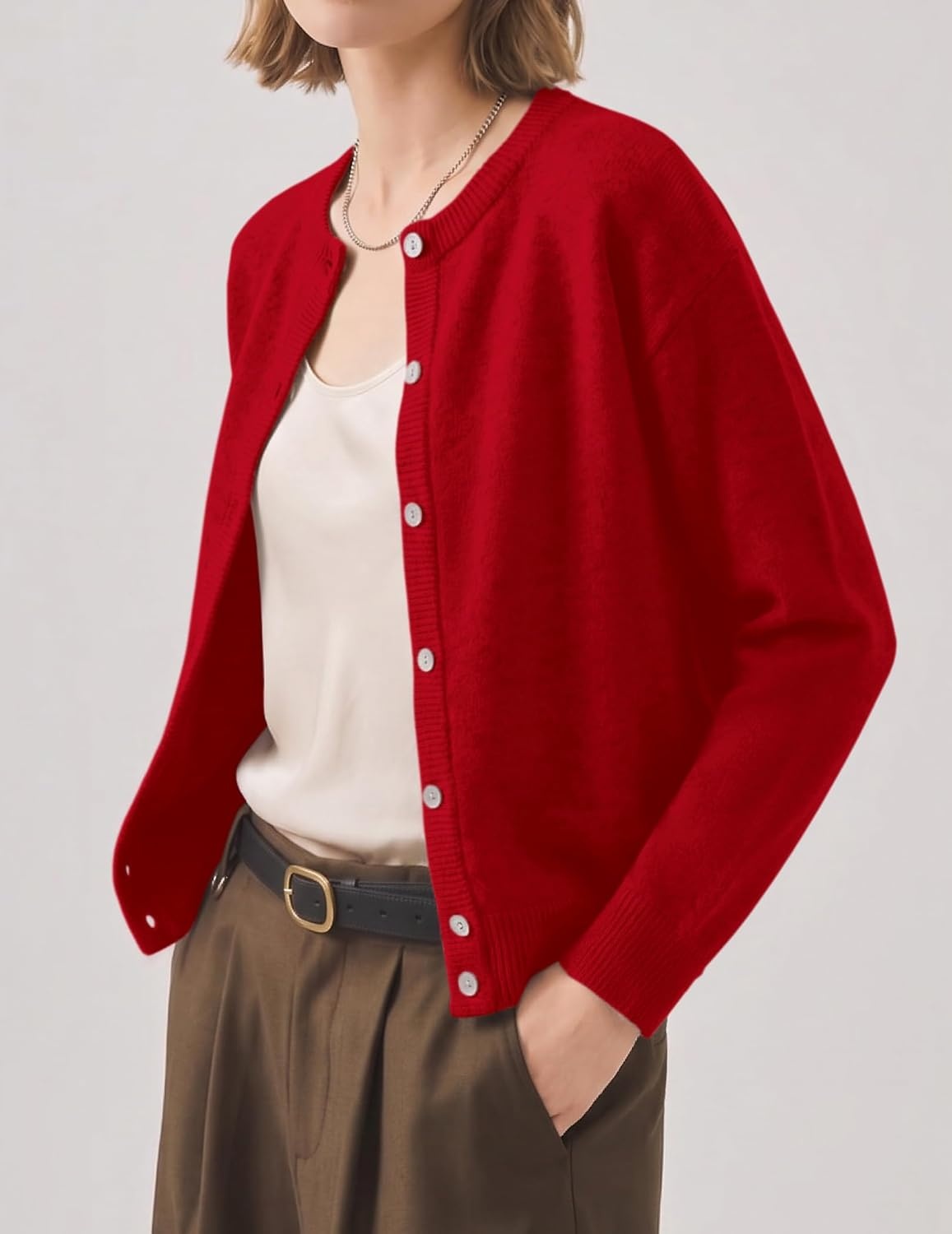 image:imageZeagoo Wool Blend Cardigan Sweaters for Women 2026 Casual Fall OutfitsRed