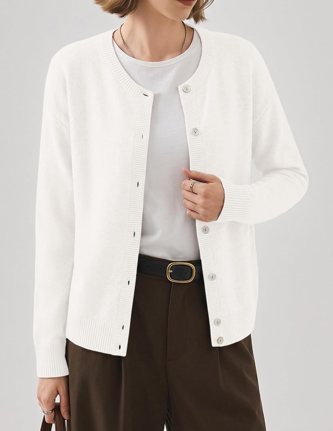 image:imageZeagoo Wool Blend Cardigan Sweaters for Women 2026 Casual Fall OutfitsWhite
