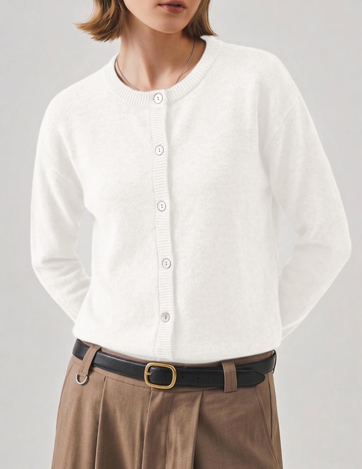 image:imageZeagoo Wool Blend Cardigan Sweaters for Women 2026 Casual Fall OutfitsWhite