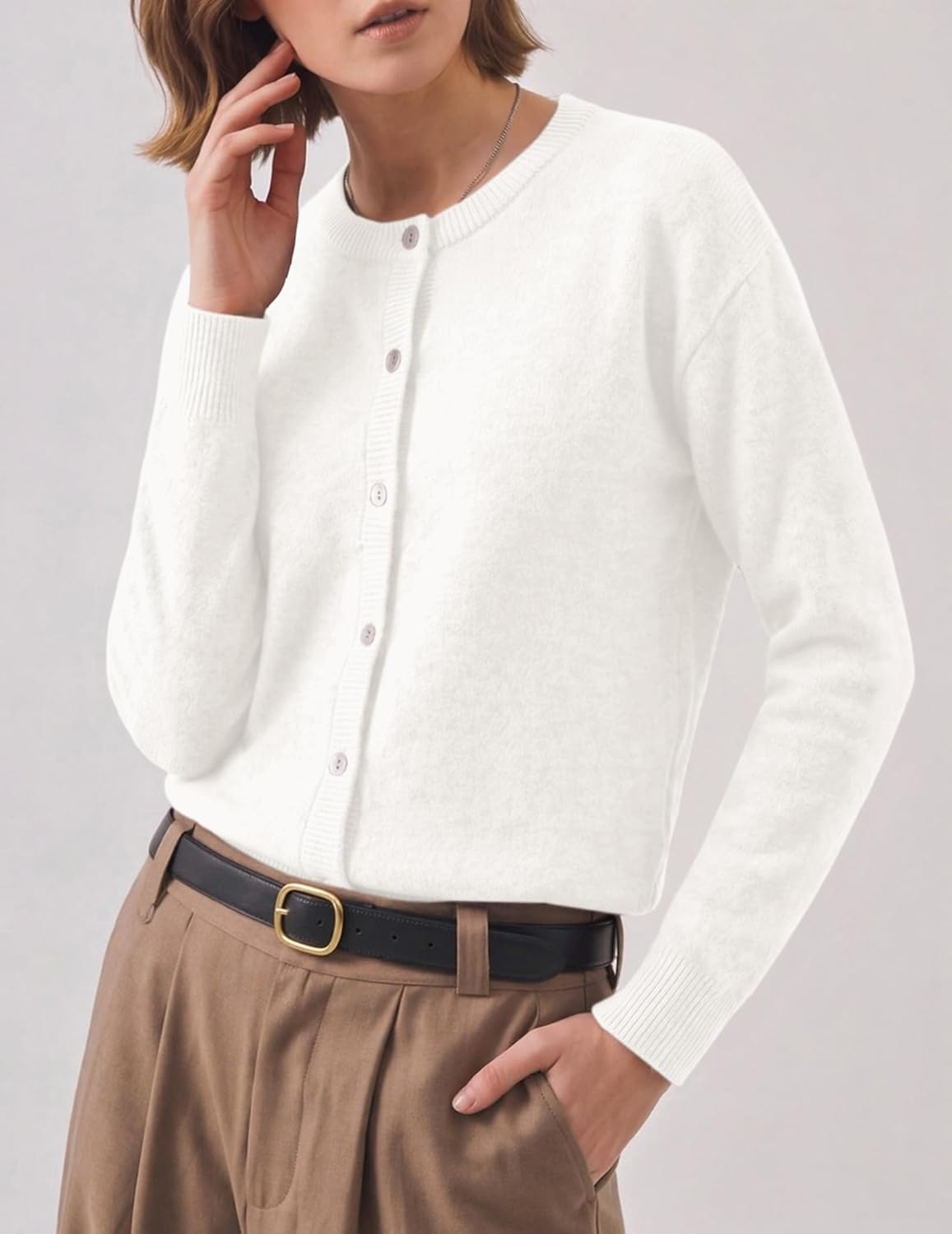 image:imageZeagoo Wool Blend Cardigan Sweaters for Women 2026 Casual Fall OutfitsWhite