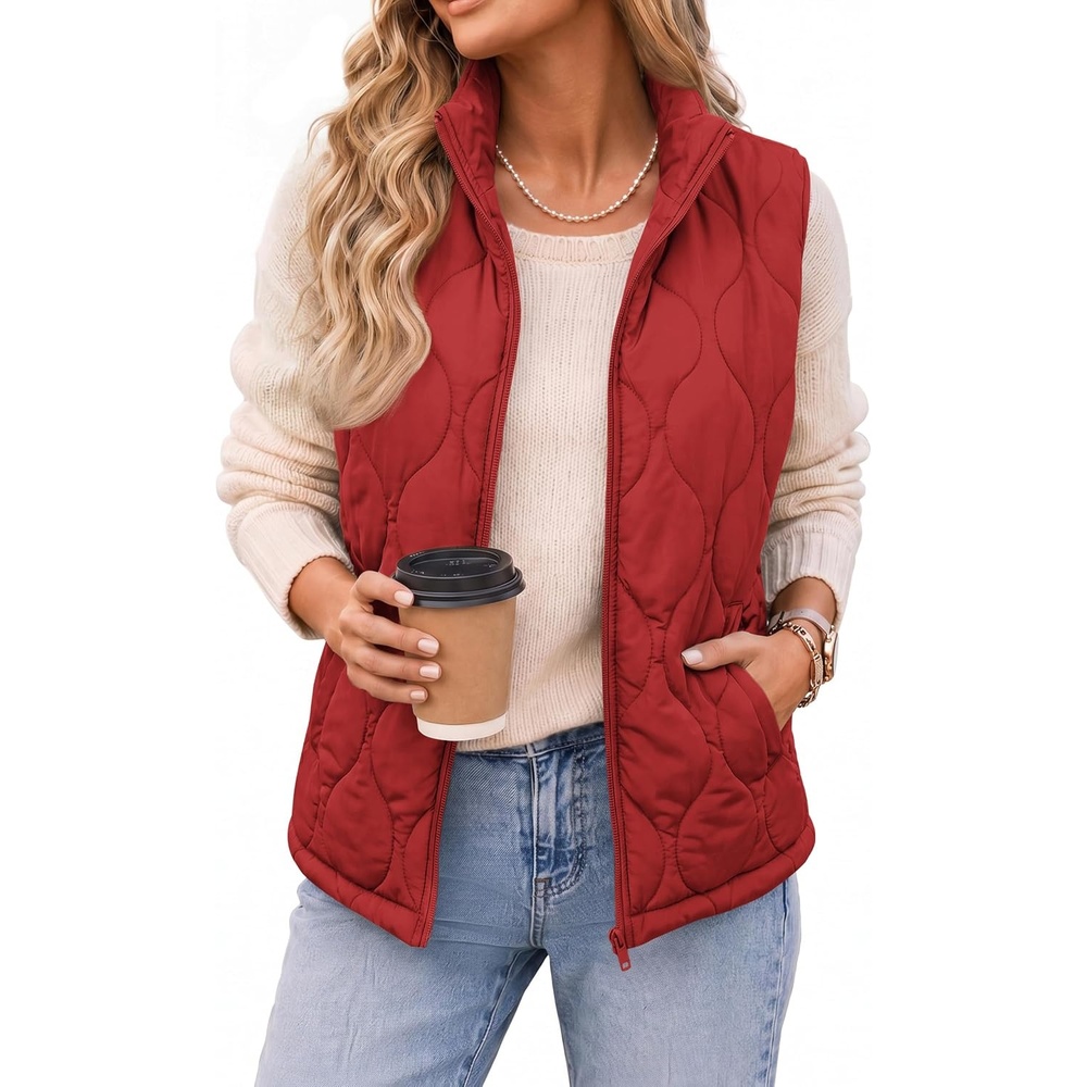 image:imageZeagoo Womens Puffer Vest Lightweight Quilted Coat Sleeveless JacketsRed