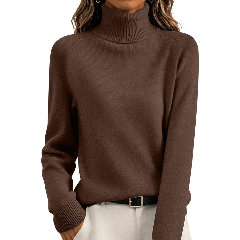 image:imageZeagoo Womens Sweaters Fall Turtleneck Tops Long Sleeve Winter ClothingBrown