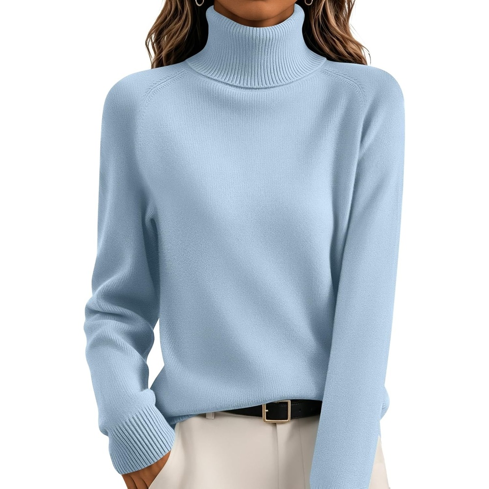image:imageZeagoo Womens Sweaters Fall Turtleneck Tops Long Sleeve Winter ClothingLight Blue