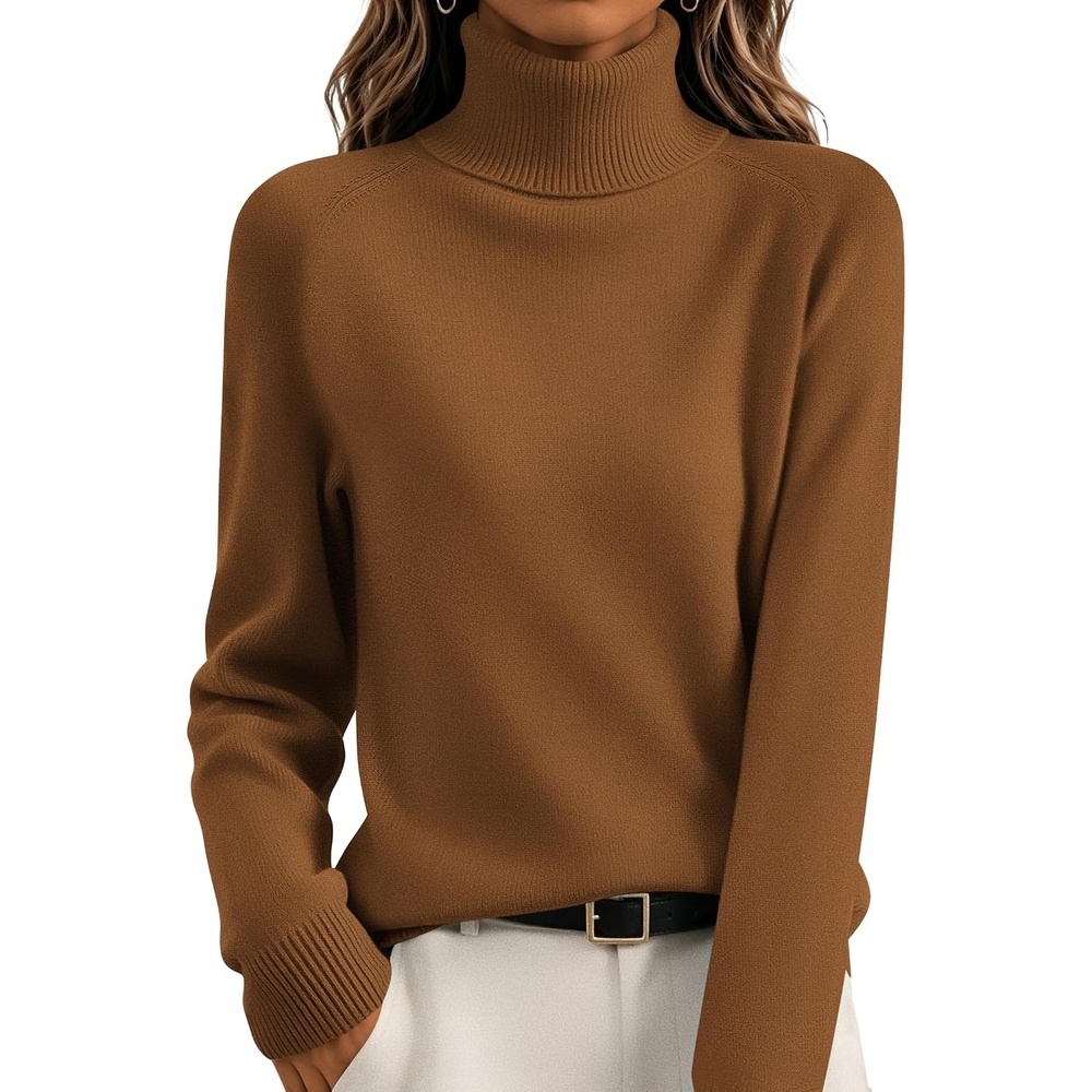 image:imageZeagoo Womens Sweaters Fall Turtleneck Tops Long Sleeve Winter ClothingLight Brown
