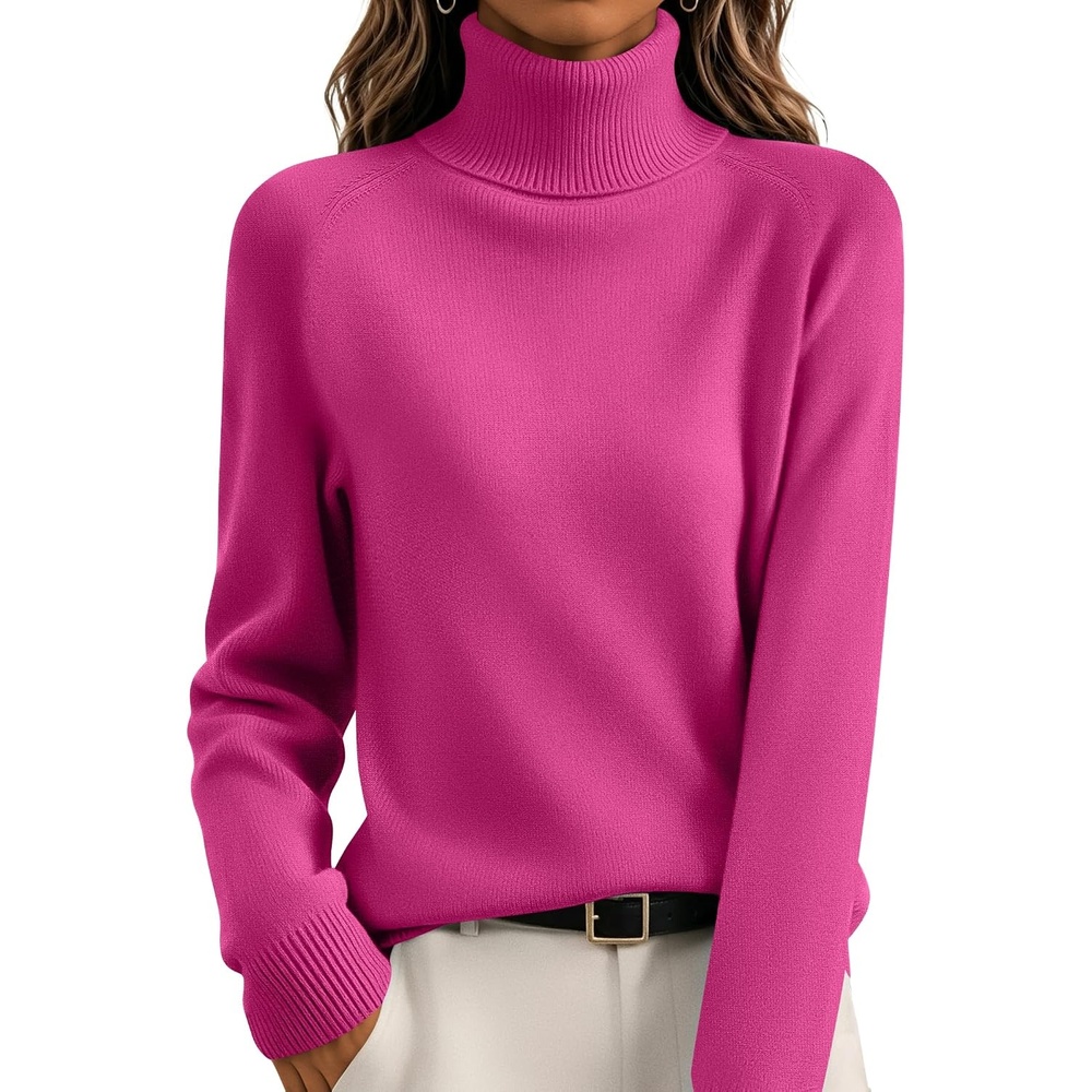 image:imageZeagoo Womens Sweaters Fall Turtleneck Tops Long Sleeve Winter ClothingRose Red