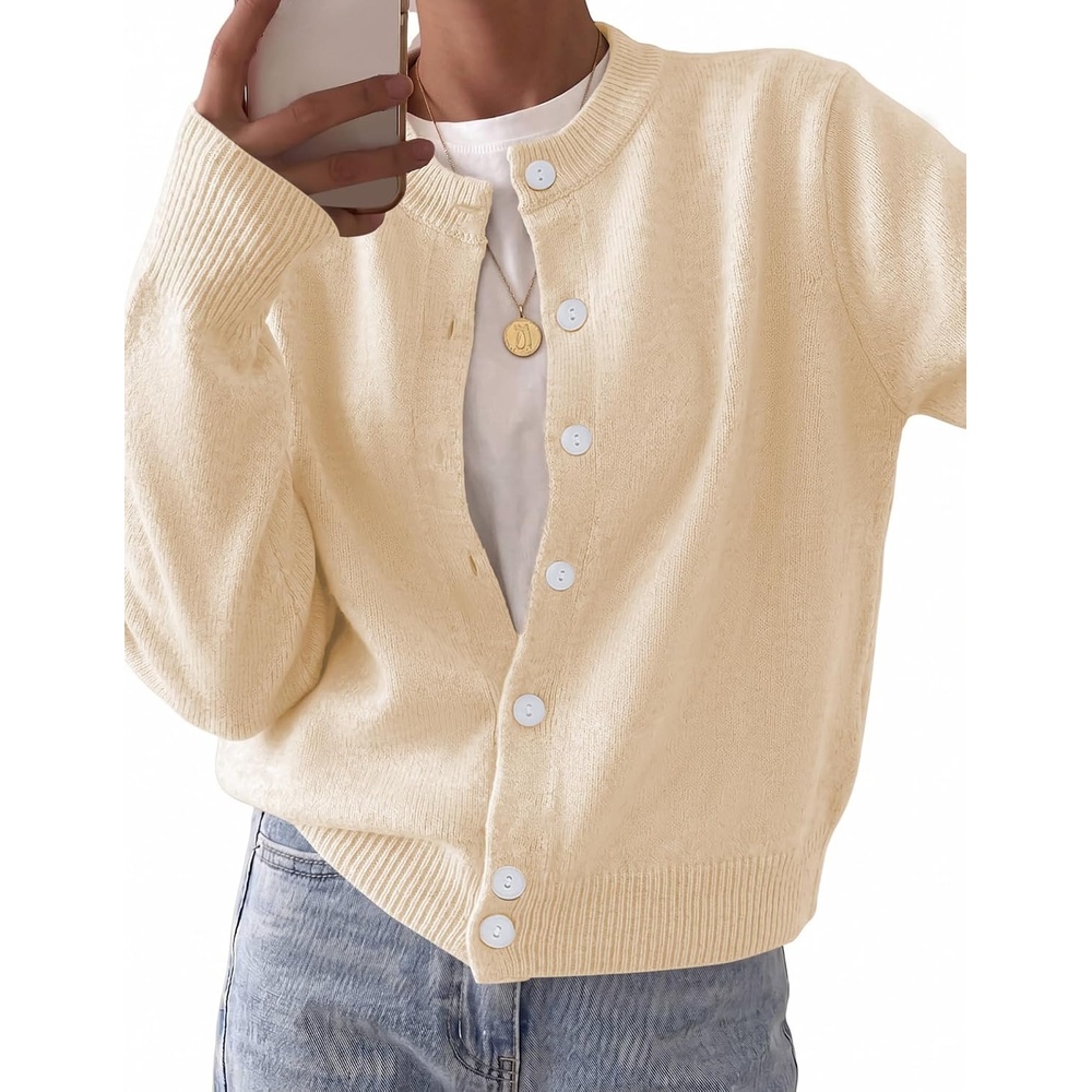 image:imageZeagoo Wool Blend Cardigan Sweaters for Women 2026 Casual Fall OutfitsApricot