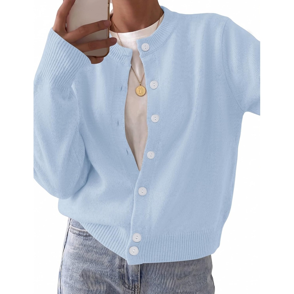 image:imageZeagoo Wool Blend Cardigan Sweaters for Women 2026 Casual Fall OutfitsBlue