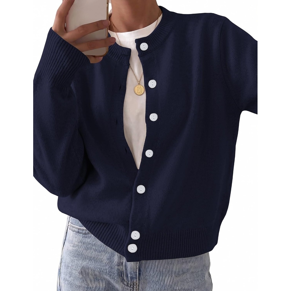 image:imageZeagoo Wool Blend Cardigan Sweaters for Women 2026 Casual Fall OutfitsNavy Blue