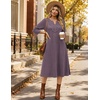 Zeagoo 3/4 Sleeve Dress for Women Midi Dresses V Neck Lace Casual Sundress(A-mocha Grey Purple)