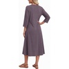 Zeagoo 3/4 Sleeve Dress for Women Midi Dresses V Neck Lace Casual Sundress(A-mocha Grey Purple)