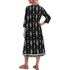 Zeagoo 3/4 Sleeve Dress for Women Midi Dresses V Neck Lace Casual Sundress(Black Printed)