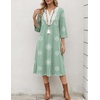 Zeagoo 3/4 Sleeve Dress for Women Midi Dresses V Neck Lace Casual Sundress(Green Floral)