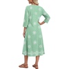 Zeagoo 3/4 Sleeve Dress for Women Midi Dresses V Neck Lace Casual Sundress(Green Floral)