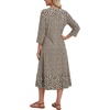 Zeagoo 3/4 Sleeve Dress for Women Midi Dresses V Neck Lace Casual Sundress(Little Brown Flower)