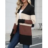 Zeagoo Cardigan Sweaters for Women Open Front Cardigans Long Sleeve Sweater(A3-colorblock 504)
