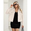 Zeagoo Faux Suede Cropped Jackets for Women Trendy Fall Shackets Coats(Beige)