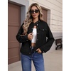 Zeagoo Faux Suede Cropped Jackets for Women Trendy Fall Shackets Coats(Black)