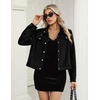 Zeagoo Faux Suede Cropped Jackets for Women Trendy Fall Shackets Coats(Black)