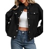 Zeagoo Faux Suede Cropped Jackets for Women Trendy Fall Shackets Coats(Black)