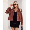 Zeagoo Faux Suede Cropped Jackets for Women Trendy Fall Shackets Coats(Brown)
