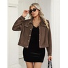 Zeagoo Faux Suede Cropped Jackets for Women Trendy Fall Shackets Coats(Chocolate Brown)