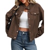 Zeagoo Faux Suede Cropped Jackets for Women Trendy Fall Shackets Coats(Chocolate Brown)