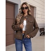 Zeagoo Faux Suede Cropped Jackets for Women Trendy Fall Shackets Coats(Chocolate Brown)