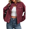 Zeagoo Faux Suede Cropped Jackets for Women Trendy Fall Shackets Coats(Dark Red)