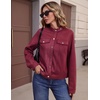 Zeagoo Faux Suede Cropped Jackets for Women Trendy Fall Shackets Coats(Dark Red)