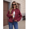 Zeagoo Faux Suede Cropped Jackets for Women Trendy Fall Shackets Coats(Dark Red)
