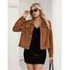 Zeagoo Faux Suede Cropped Jackets for Women Trendy Fall Shackets Coats(Light Brown)