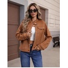 Zeagoo Faux Suede Cropped Jackets for Women Trendy Fall Shackets Coats(Light Brown)