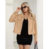 Zeagoo Faux Suede Cropped Jackets for Women Trendy Fall Shackets Coats(Light Khaki)