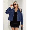 Zeagoo Faux Suede Cropped Jackets for Women Trendy Fall Shackets Coats(Navy)