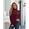Zeagoo Long Sleeve Mock Neck Tops Slim Fit Shirt Fleece Lined Thermal Tee(Dark Red)
