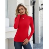 Zeagoo Long Sleeve Mock Neck Tops Slim Fit Shirt Fleece Lined Thermal Tee(Red)