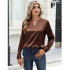 Zeagoo Satin Blouses for Women Silk Tops Long Sleeve Shirts Fall Clothes(A-brown)