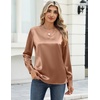 Zeagoo Satin Blouses for Women Silk Tops Long Sleeve Shirts Fall Clothes(A-light Khaki)