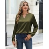 Zeagoo Satin Blouses for Women Silk Tops Long Sleeve Shirts Fall Clothes(Army Green)
