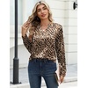 Zeagoo Satin Blouses for Women Silk Tops Long Sleeve Shirts Fall Clothes(Leopard Print)