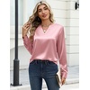 Zeagoo Satin Blouses for Women Silk Tops Long Sleeve Shirts Fall Clothes(Pink)