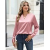 Zeagoo Satin Blouses for Women Silk Tops Long Sleeve Shirts Fall Clothes(Pink)