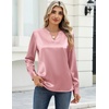 Zeagoo Satin Blouses for Women Silk Tops Long Sleeve Shirts Fall Clothes(Pink)